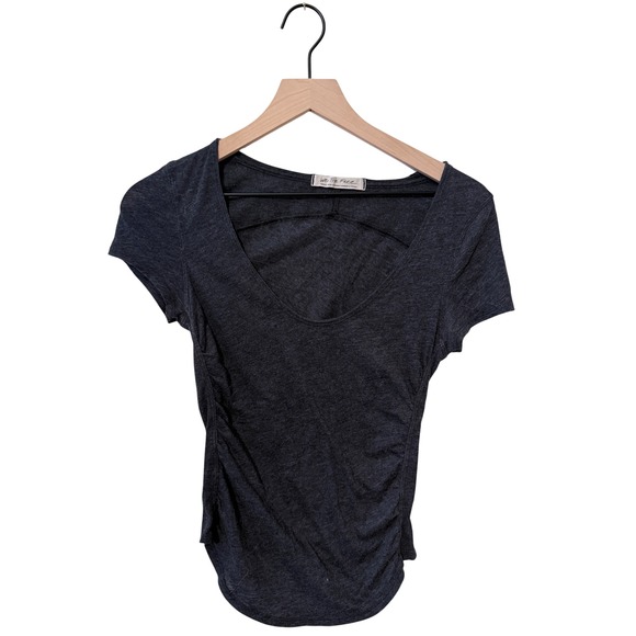 Free People Tops - We The Free Free People Womens Small Charcoal Grey Ruched Scoop Neck T-Shirt
